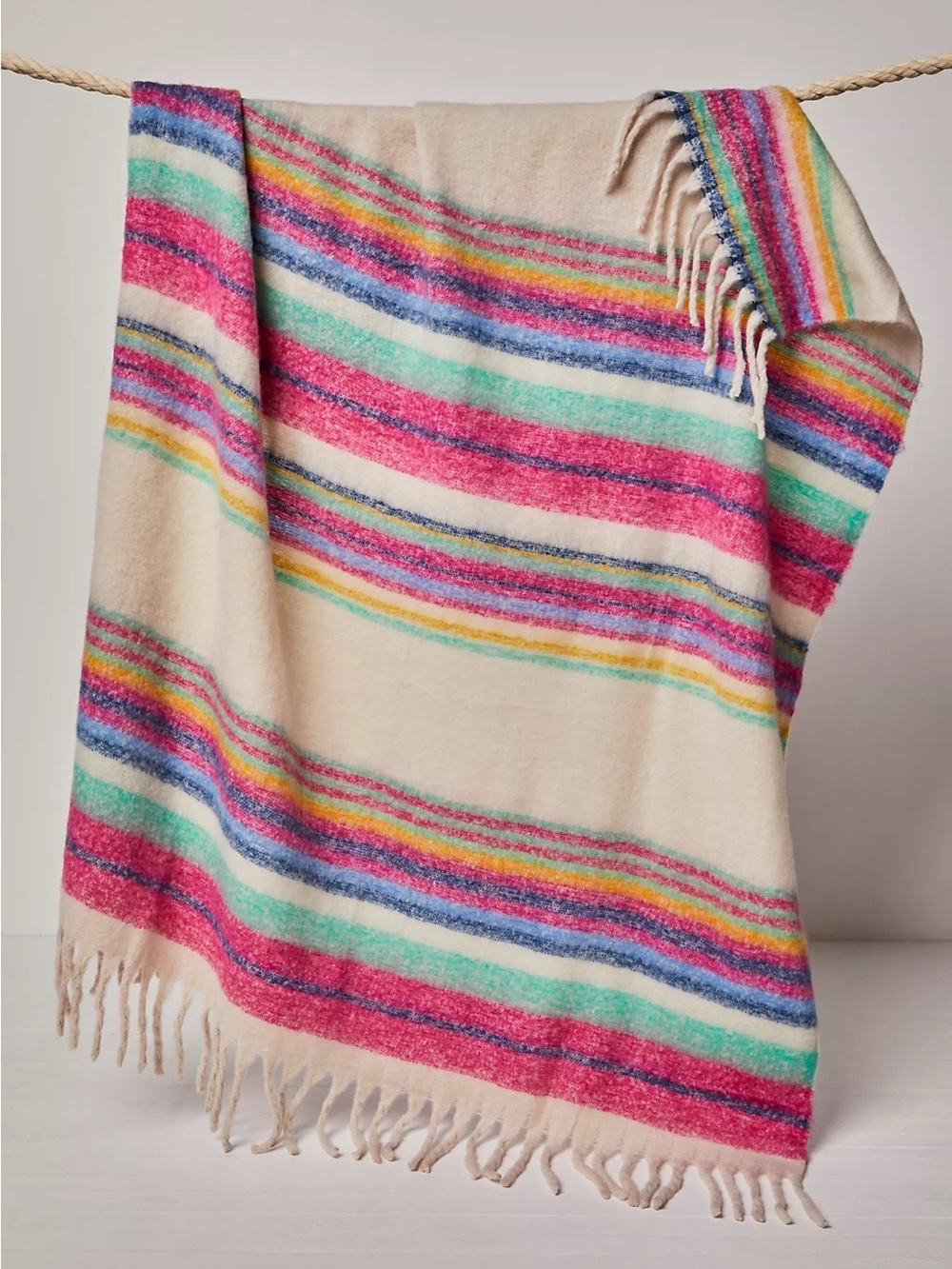Free People Skye Stripe Fringe Throw Blanket | Multicolor